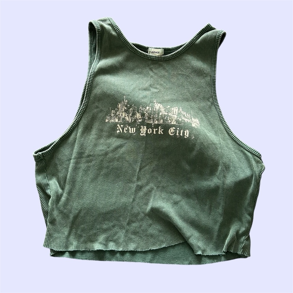 Garage Teal “New York” Crop Top in size Large